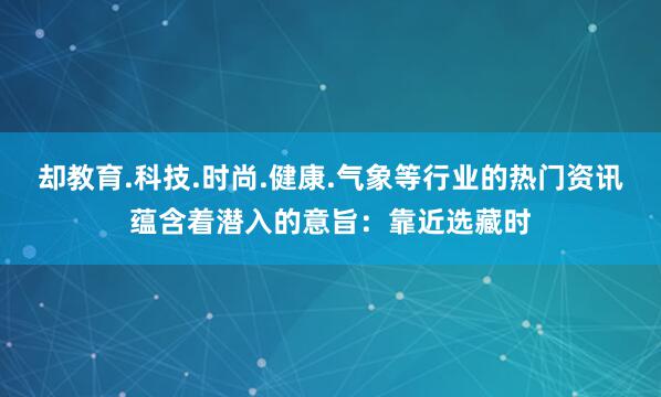 却教育.科技.时尚.健康.气象等行业的热门资讯蕴含着潜入的意旨：靠近选藏时